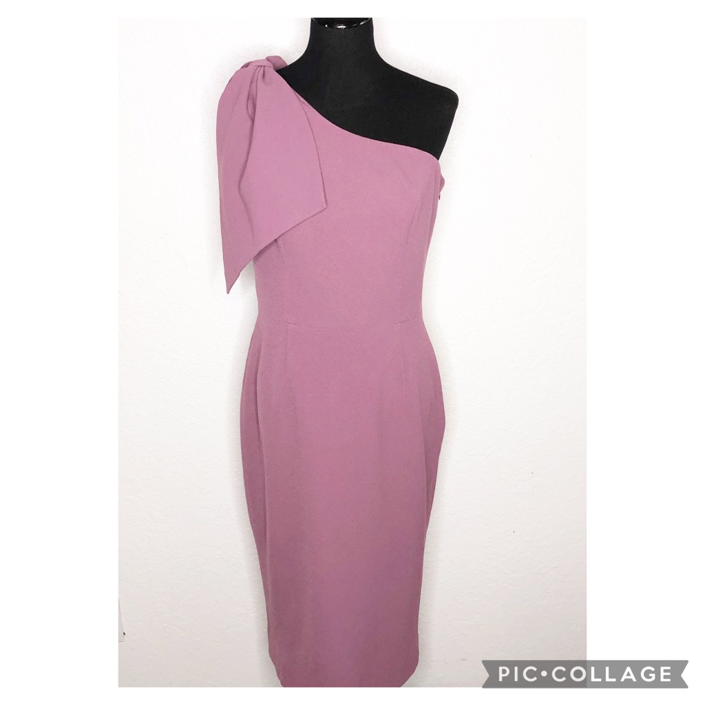Dress The Population Tiffany Orchid Purple One Shoulder Midi Dress Large Nwt